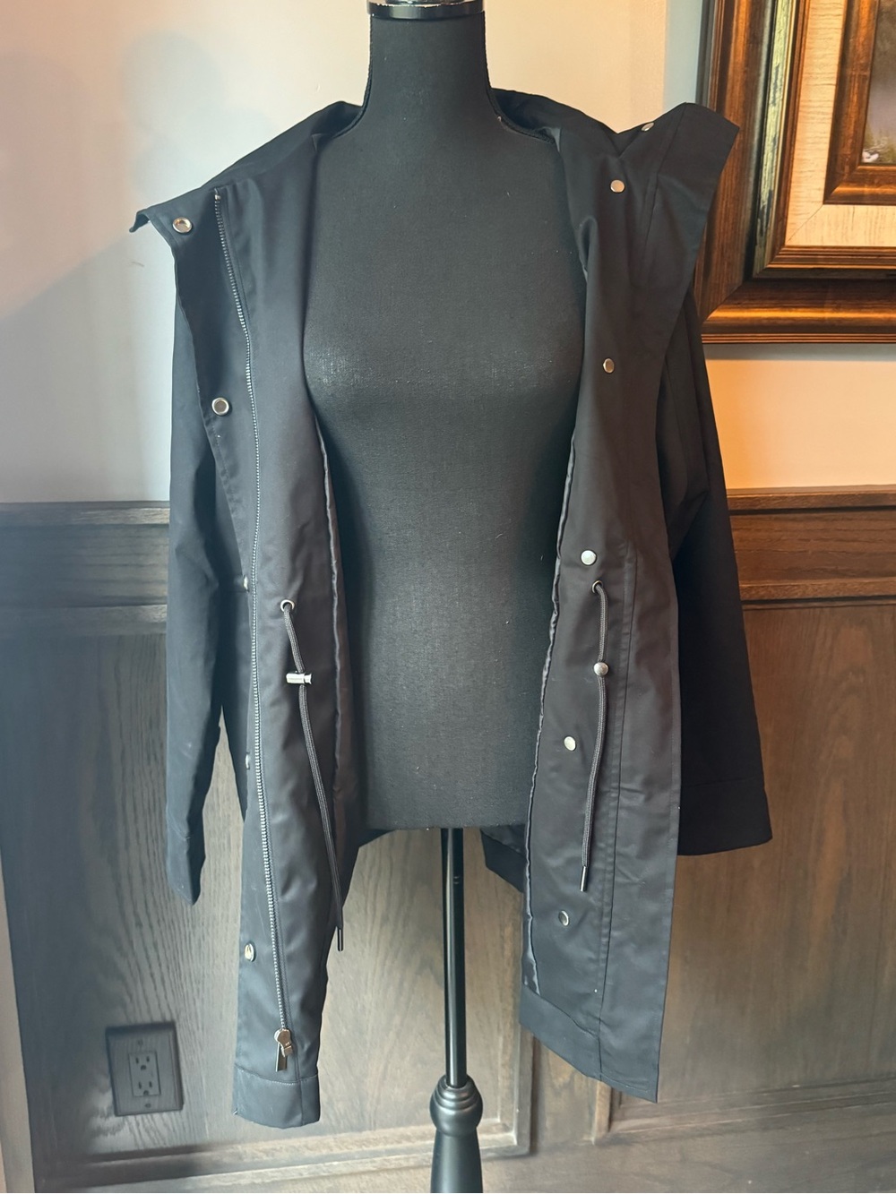 A new day Women's Black Drawstring Waist Parka Jacket medium NWT - Picture 10 of 11